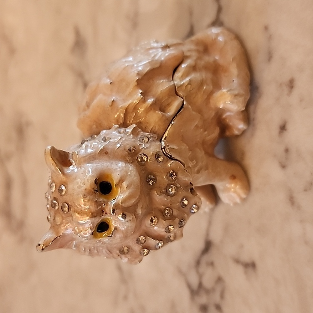 Vintage, rhinestone embellished cat trinket/jewelry box